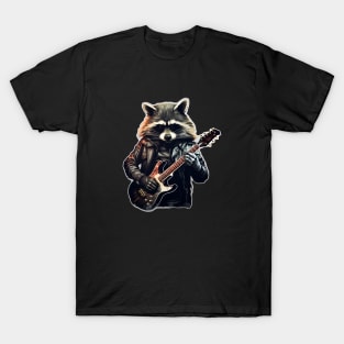 Metalhead raccoon guitar player T-Shirt